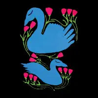 Blue Swans Pink Flowers - design