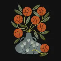 Roses And Blue Vase T-Shirt - design