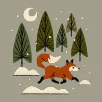 Snowy Evening Fox - design