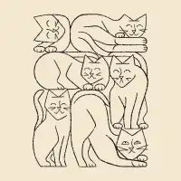 Stack of Cats Line Drawing T-Shirt - design