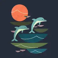 Sunset Dolphins - design