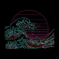 Great Wave Neon - Great Wave Off Kanagawa - Hokusai - Vintage - design