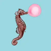 Seahorse making bubble hum ball T-Shirt - design