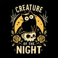 Gothic Night Cat - Skull and Roses - design