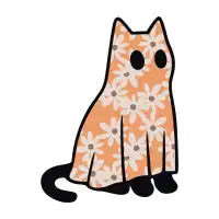 Orange Floral ghost cat - design