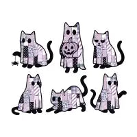 Spooky patchwork ghost cats - design