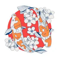 Colorful koi fish and flower - design