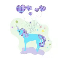 Unicorn Balloons Plaid T-Shirt - design
