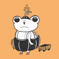 Sad Frog Halloween Pumpkin Costume - Fine Line Black and White Digital Art - design