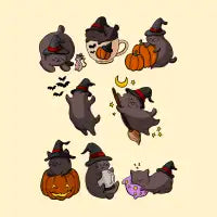 Witch Cat with Witch Hat - Cute Spooky Halloween Cat Lovers Art - design