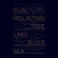 Sun, Mountain, Tree - design