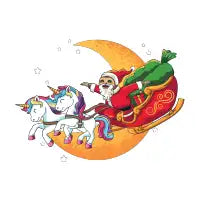 Santa Sloth On Sleigh with Unicorns - design
