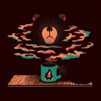 Bear Having Coffee I Love Coffee Dark Brown - design