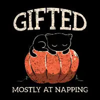 Gifted Mostly at Napping Halloween Cat Button - design