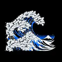 Kanagawa Cat Wave Black - design