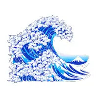 Kanagawa Cat Wave White - design