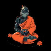 Meditation Robot Monk T-Shirt - design