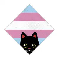 Peeking Cat Trans Square Flag by Tobe Fonseca - design