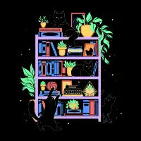 Rainbow Bookshelf Cats by Tobe Fonseca T-Shirt - design