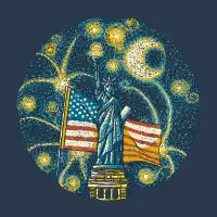 USA Flag Firework Starry Night T-Shirt - design