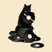 Vinyl Cat Retro Music by Tobe Fonseca - design