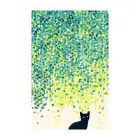 Cat under willow tree - design