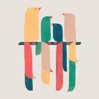 Mid-century birds T-Shirt - design