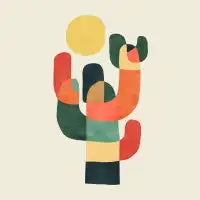 Mid-century saguro cacti - design