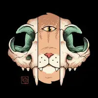 Cat Mid Skull T-Shirt - design