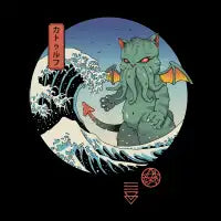 Great  Cat Cathulhu Wave T-Shirt - design