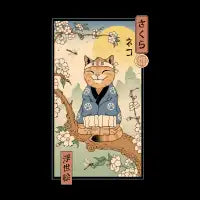 Meowster Cat in Sakura Branch - design