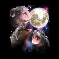 3 Moon Deng Baby Hippo Howling Meme Moo Deng - design