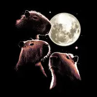 Three Capybara Moon Funny Capybara Meme Mystical Capybara - design