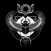 Winged scarab and the Sun disc - design