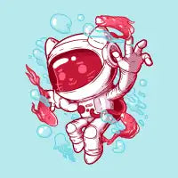 Cat in Koi Space T-Shirt - design