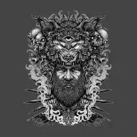 Occult Third eyes wolf and old man - design
