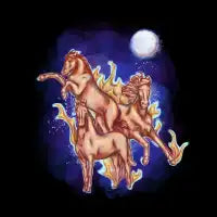 Three Fire Horses and a Full Moon - design