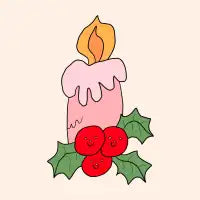 Christmas Candle with Holly Berry Friends (Pink) - design