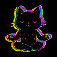 glitch cat meditation Skateboard - design