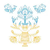 Ukrainian Tree of Live with Girl in Traditional dress - design