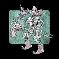 Innocent robot plays cowboy - design