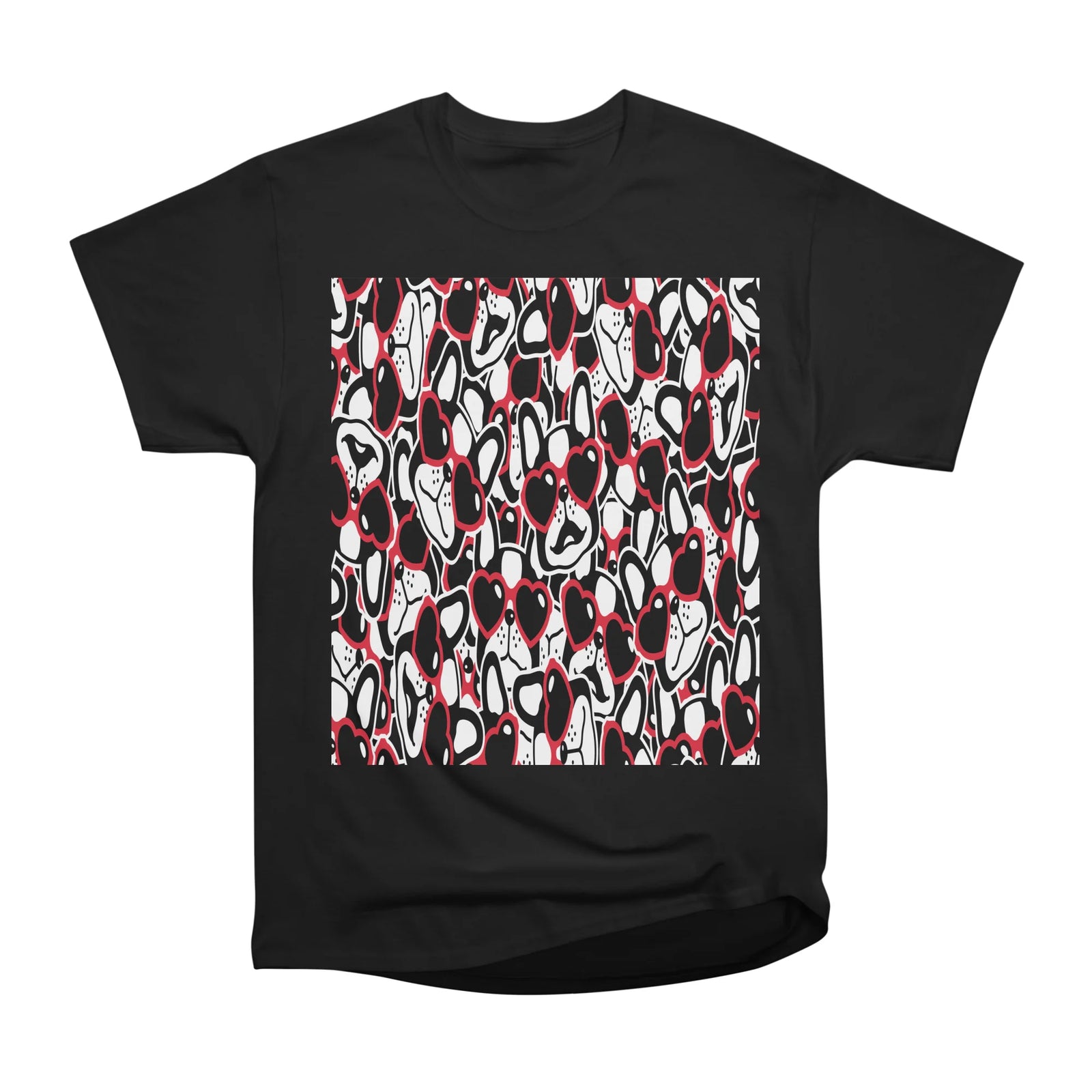 Hollywoof French Bulldog Heart Sunglass Seamless Pattern