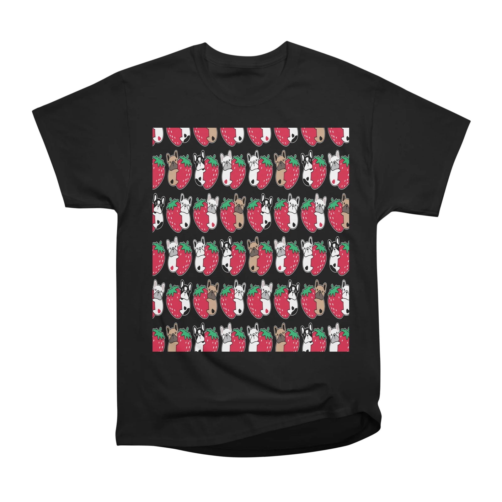 French Bulldogs And Strawberries Patterns