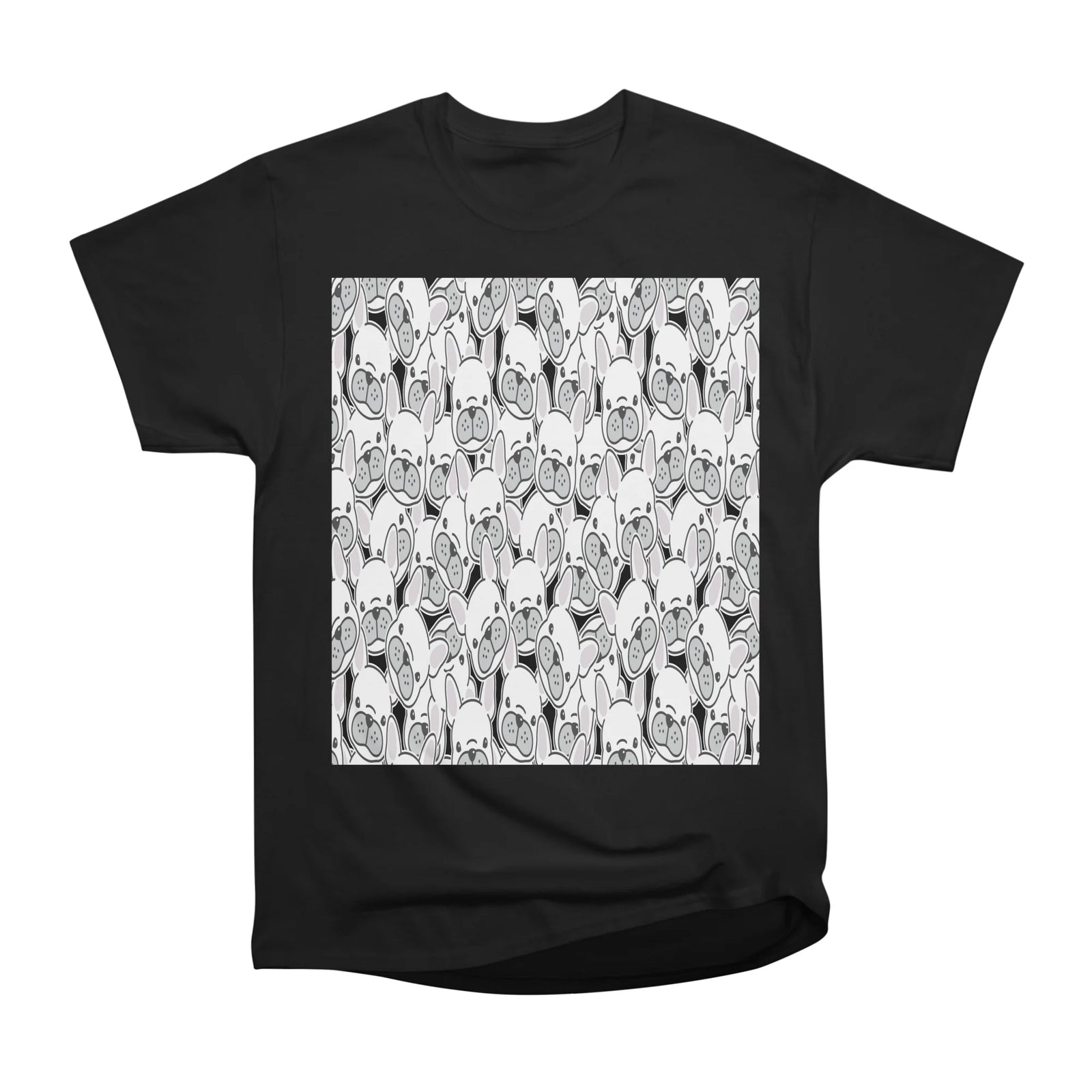 French Bulldogs Puppies Head Face Seamless Patterns