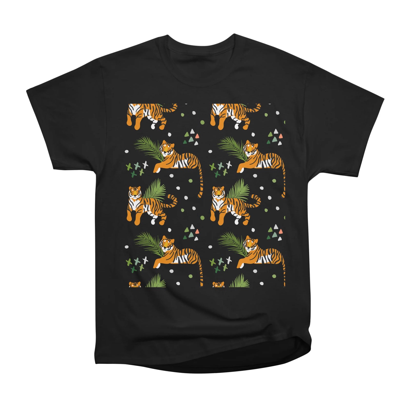 Tiger Jungle Leaves Seamless Pattern