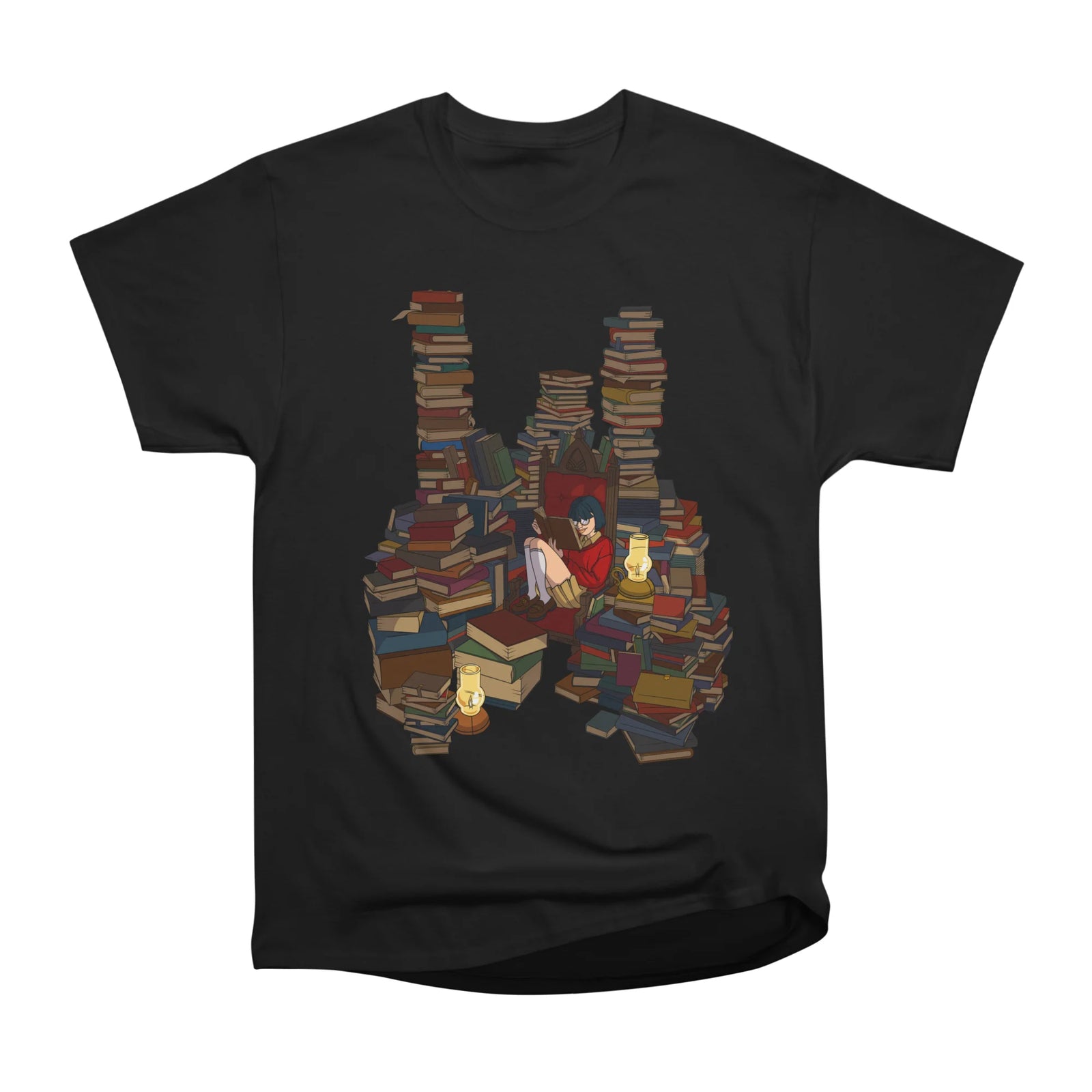 Dark Academia Red Brown Girl Library Books