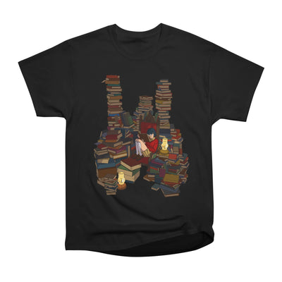 Dark Academia Red Brown Girl Library Books