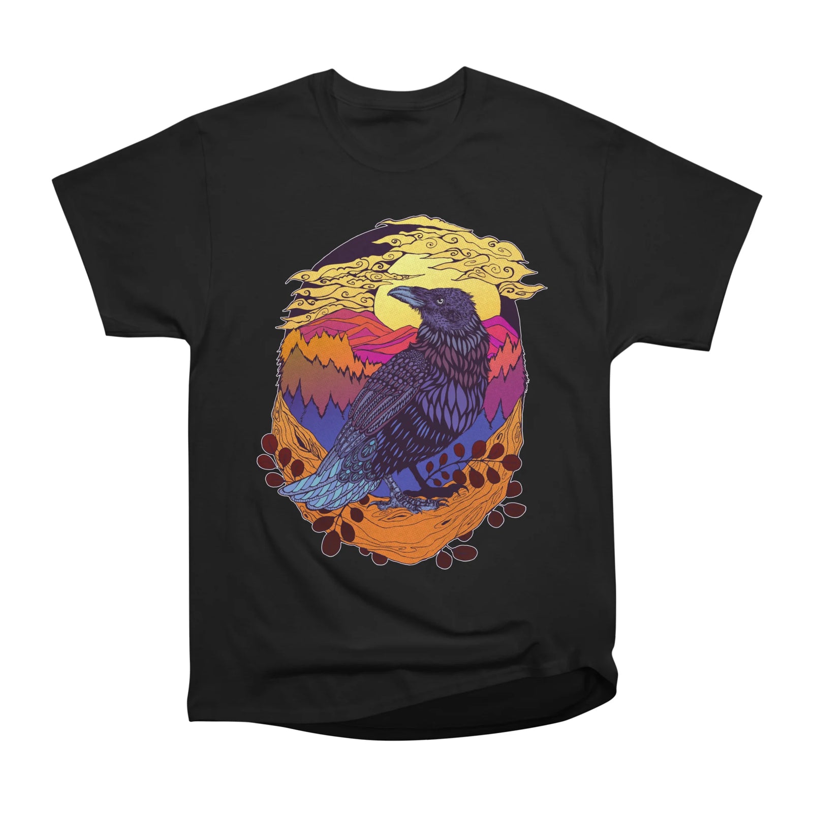 Sunset Patterned Woodland Raven