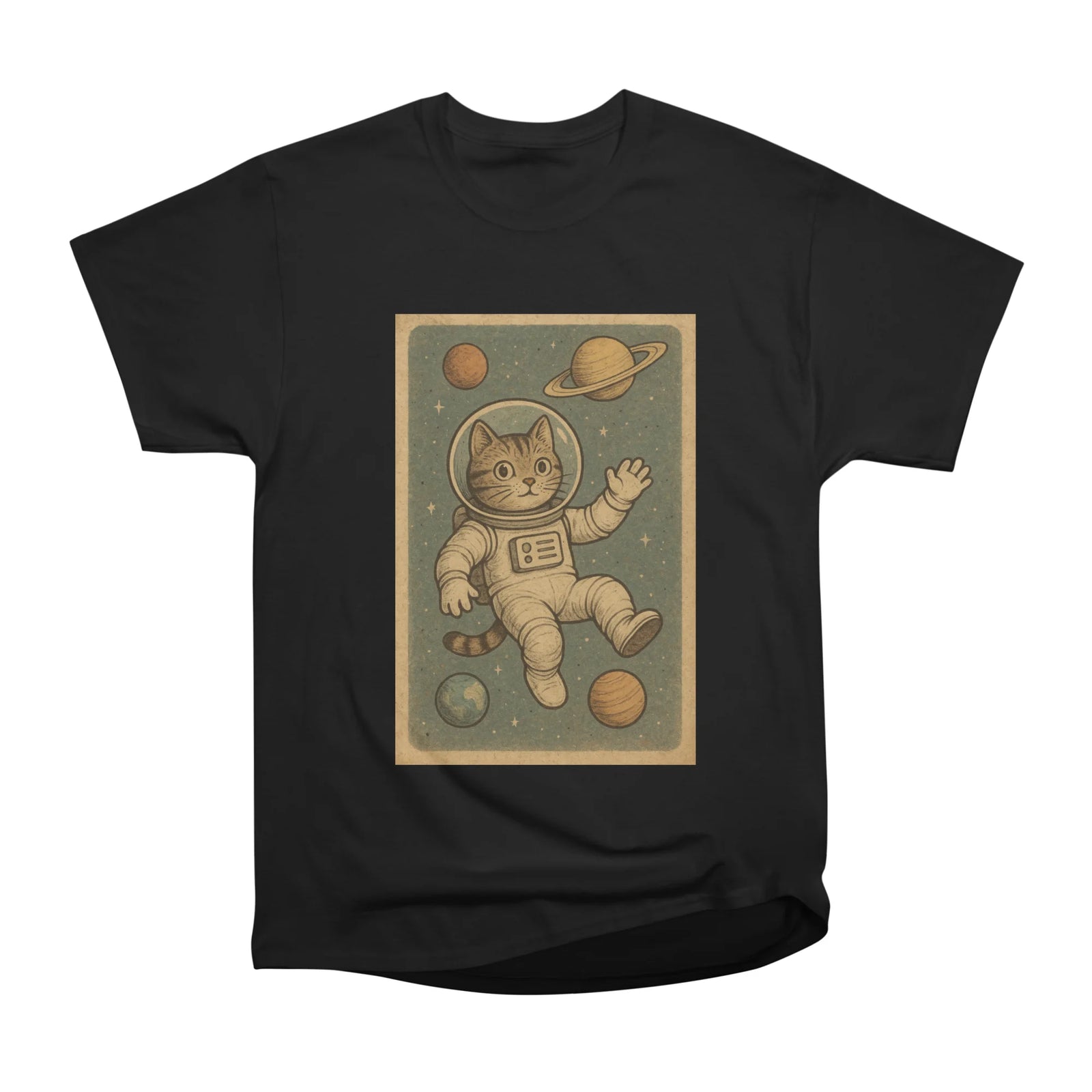 Astronaut Cat with Planets