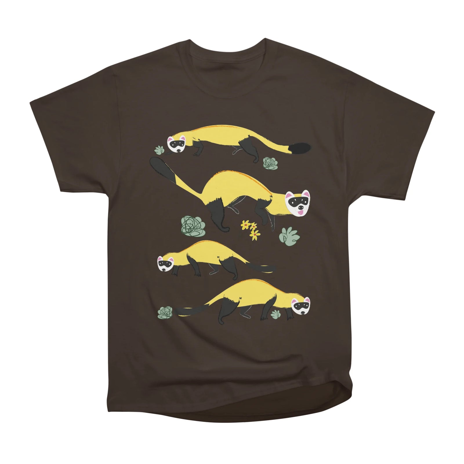 Black Footed Ferret with prairie dogs in orange